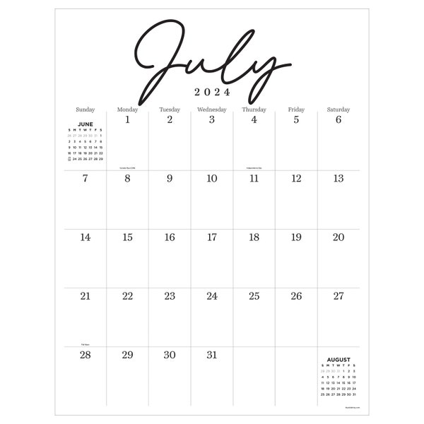 July 2024 - June 2025 Art Poster Large Desk Pad Monthly Blotter Calendar