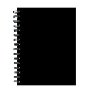 May include: A black spiral bound notebook with a blank cover.