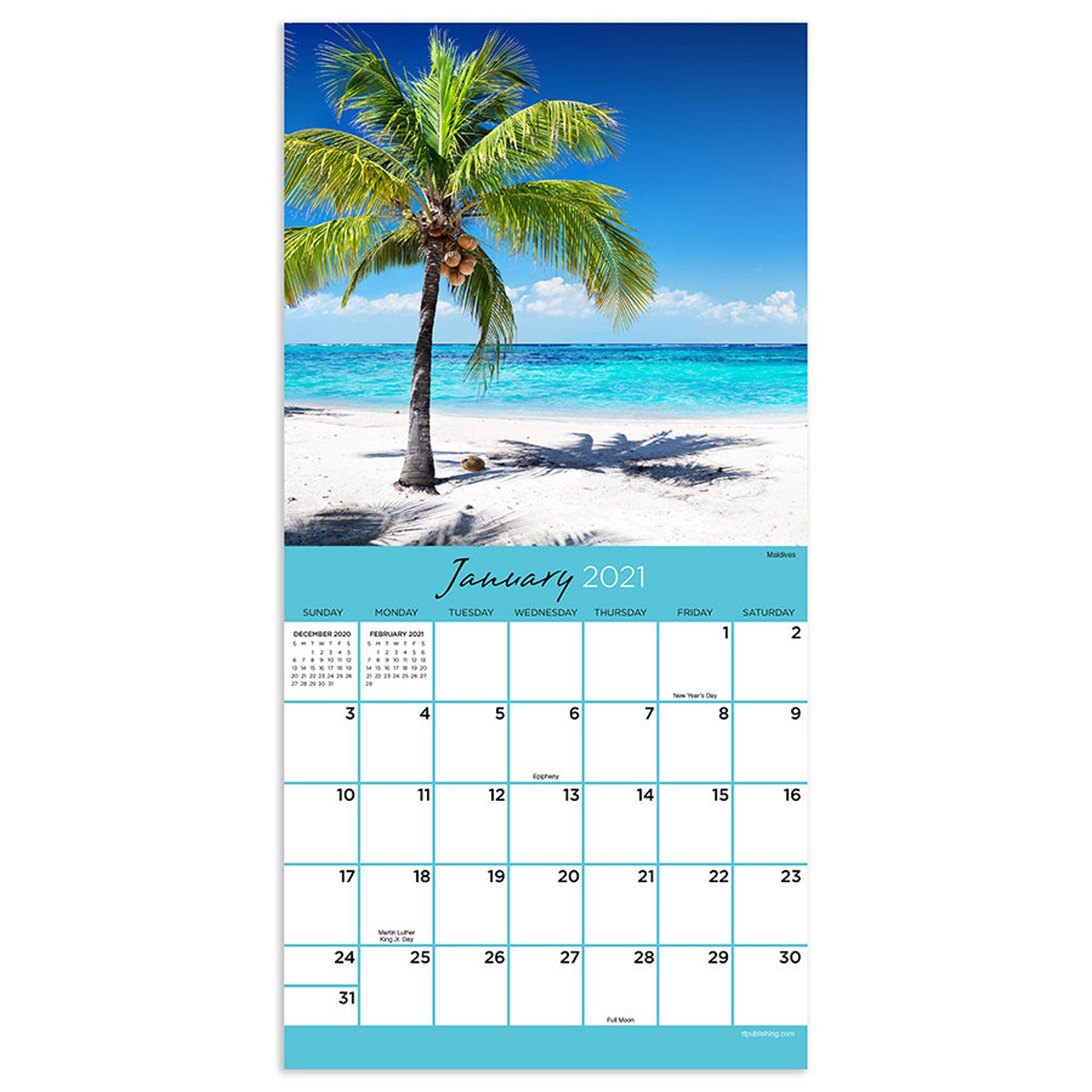 2021 Tropical Beaches Mini Wall Calendar 7x7 Etsy