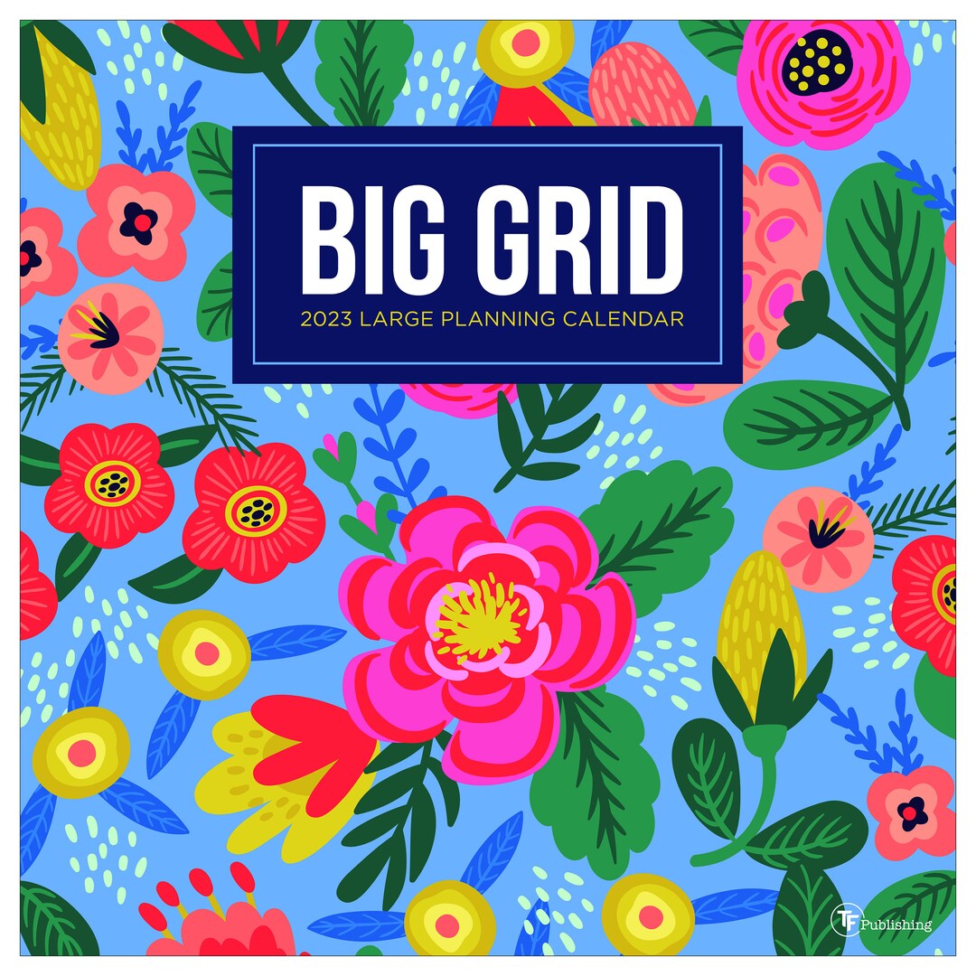 2023 Big Grid Floral Wall Calendar Etsy