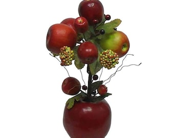 Artificial Apple Topiary 15 in Red with vase