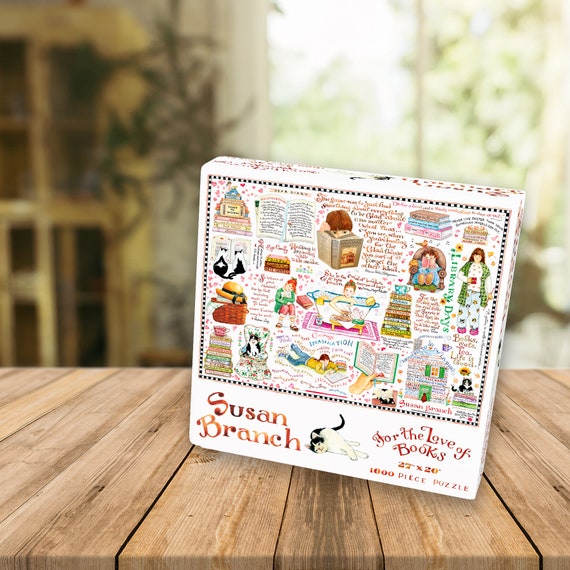 1000 Piece Illustrated Books & Cats by Watercolor Artist Susan Branch Jigsaw Puzzle