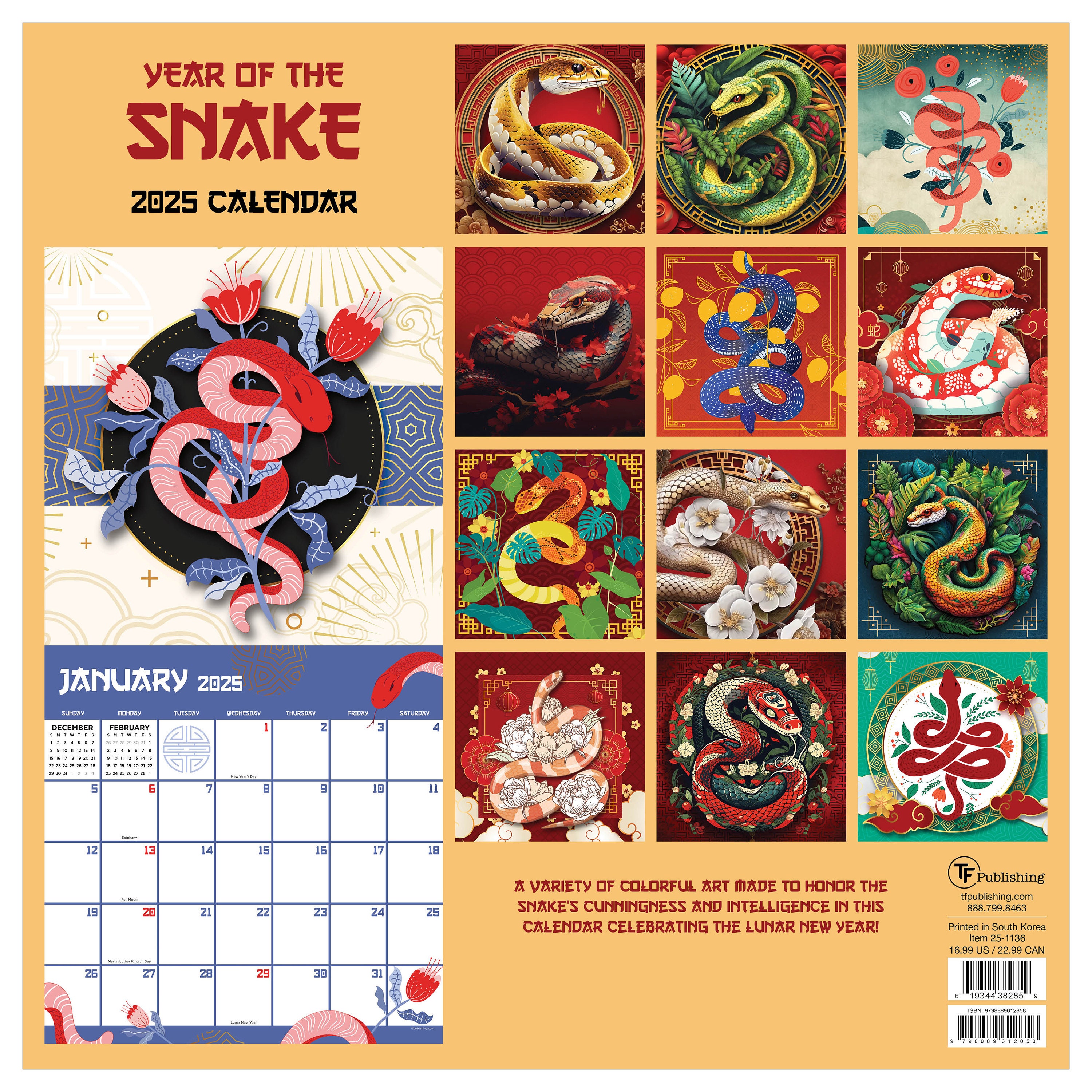 FINAL SALE 2025 Year of the Snake Wall Calendar - Etsy