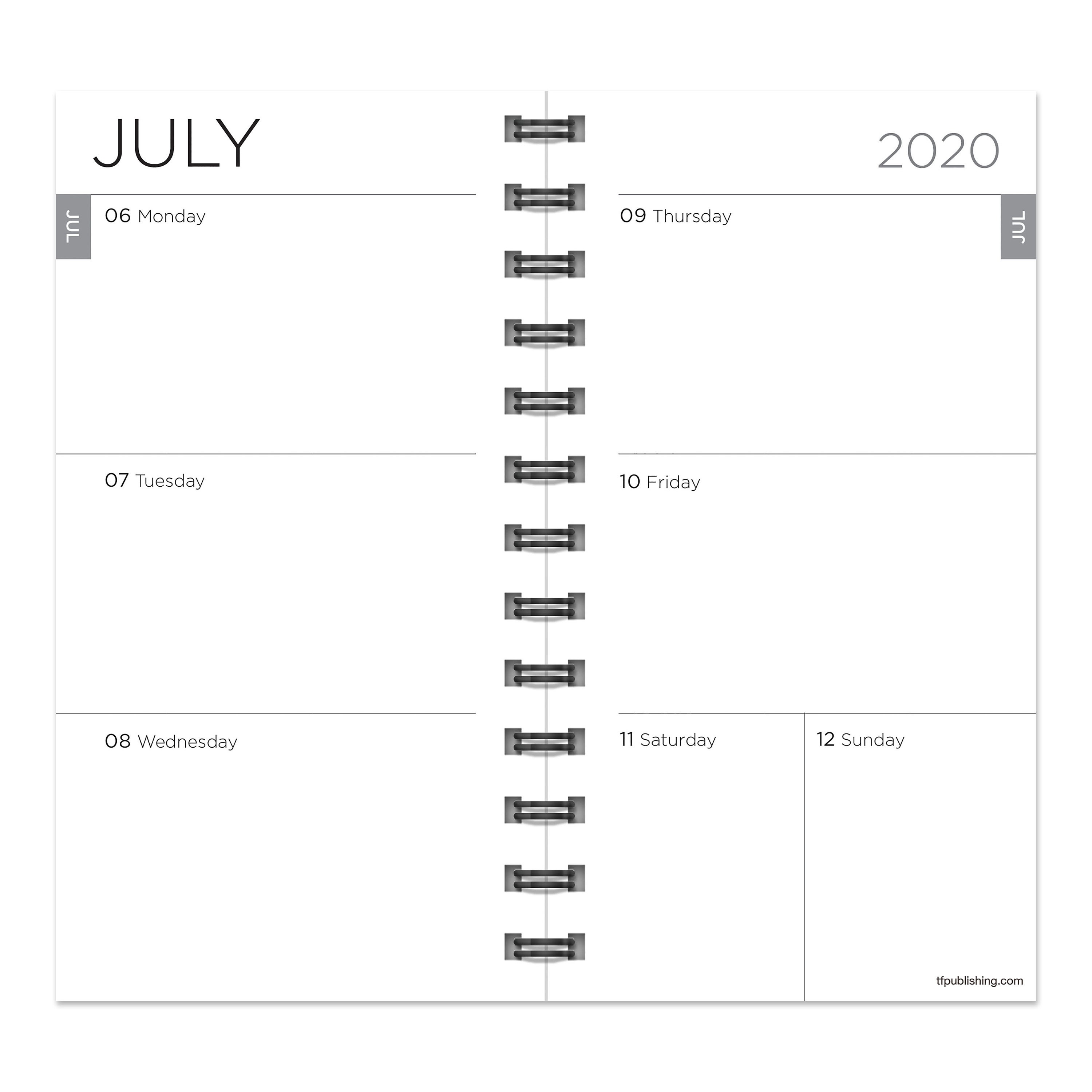 July 2020 June 2021 Black Small Daily Weekly Monthly Spiral Etsy