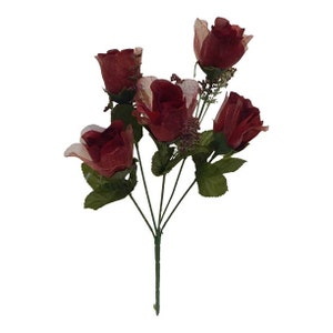 Artificial Fairy Rose Bud Bush Pack of 12 14in Burgundy