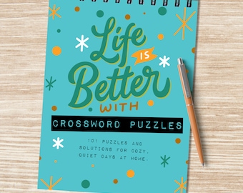 Life is Better with Crossword Puzzles Book Spiral Puzzle Pad - Activity Book For Staying At Home
