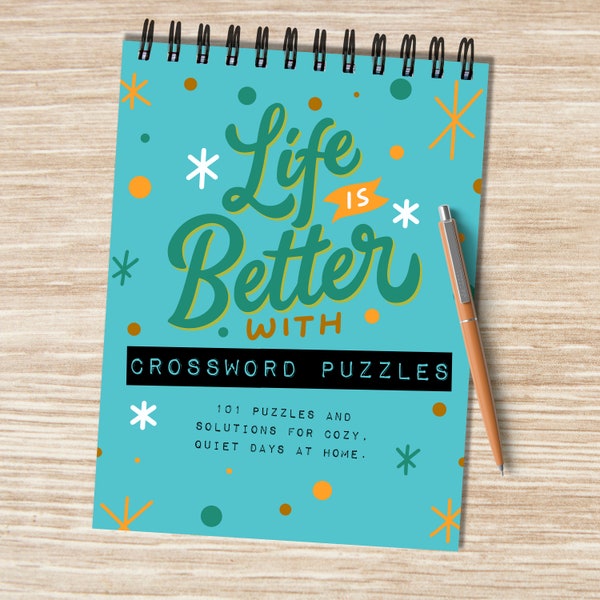 Life is Better with Crossword Puzzles Book Spiral Puzzle Pad - Activity Book For Staying At Home