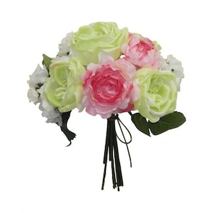 ARTIFICIAL Cabbage Rose Bouquet 9 Stems 12in Green ARTIFICIAL