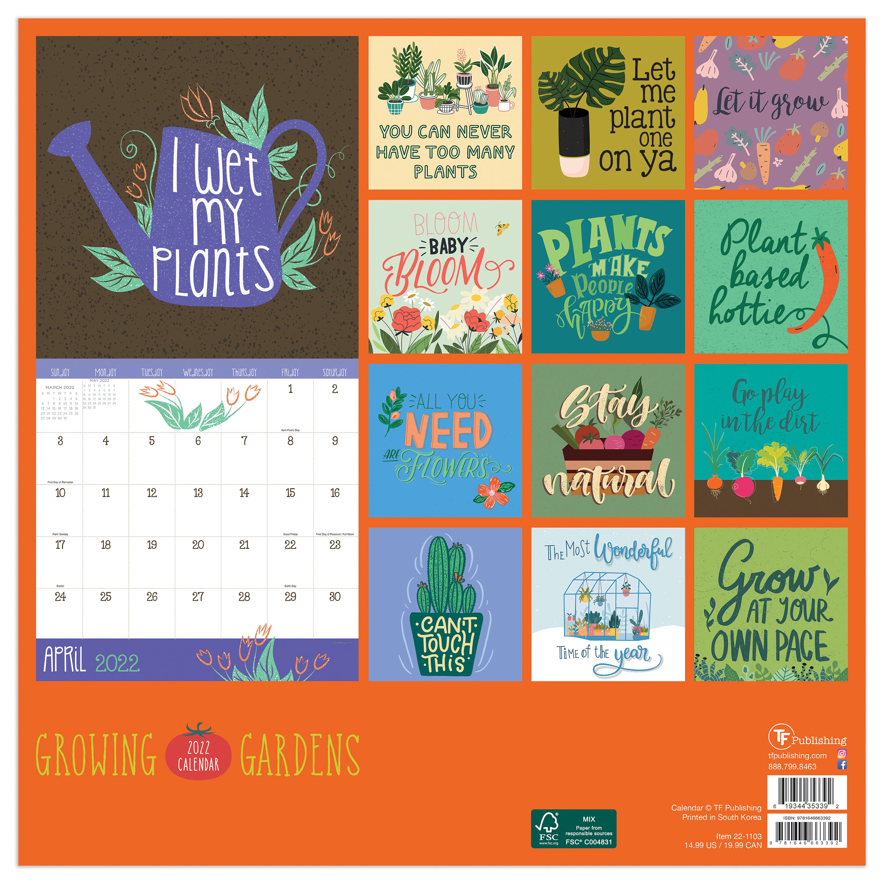 January 2022-December 2022 Growing Gardens 12x12 Wall Calendar | Etsy