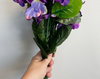 Artificial Pansy Bush 19in Purple