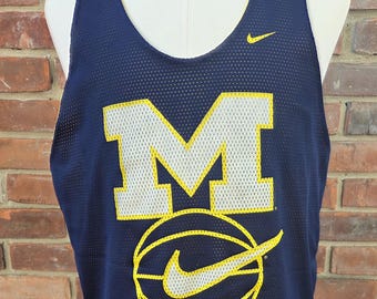 90s vintage Michigan basketball reversible jersey Nike / Large / University UM Wolverines