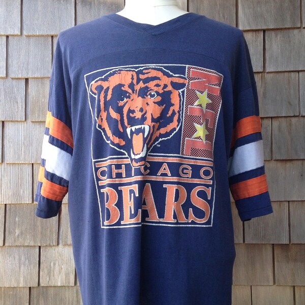 Vintage 90s CHICAGO BEARS Raglan T Shirt - XL - Logo 7 - thin/soft