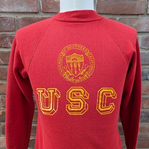 80s vintage USC Trojans sweatshirt / XS / University Southern California raglan crewneck