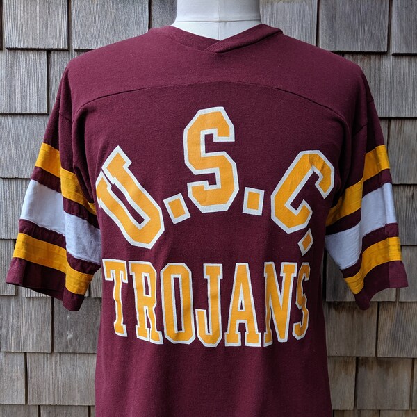 80s vintage USC Trojans T shirt / Medium / University Southern California / half sleeve
