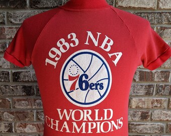 vintage Philadelphia 76ers 1983 NBA World Champions sweatshirt / short sleeve / XS - Small / Sixers champs