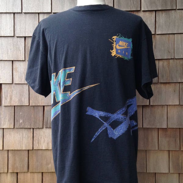 90s vintage NIKE AIR all over print T shirt - XL - black