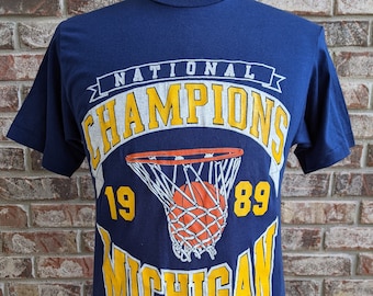 vintage deadstock Michigan Wolverines 1989 National Champions T shirt / Small / University NCAA basketball Final Four champs