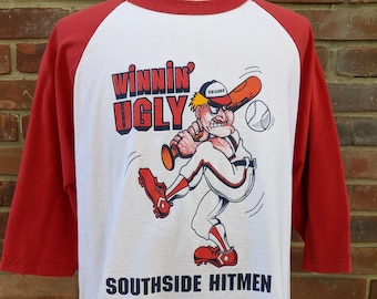 80s vintage Chicago White Sox "Winning Ugly" raglan T shirt / Southside Hitmen / XL / caricature