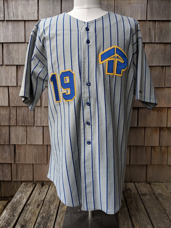 blue and yellow baseball jersey