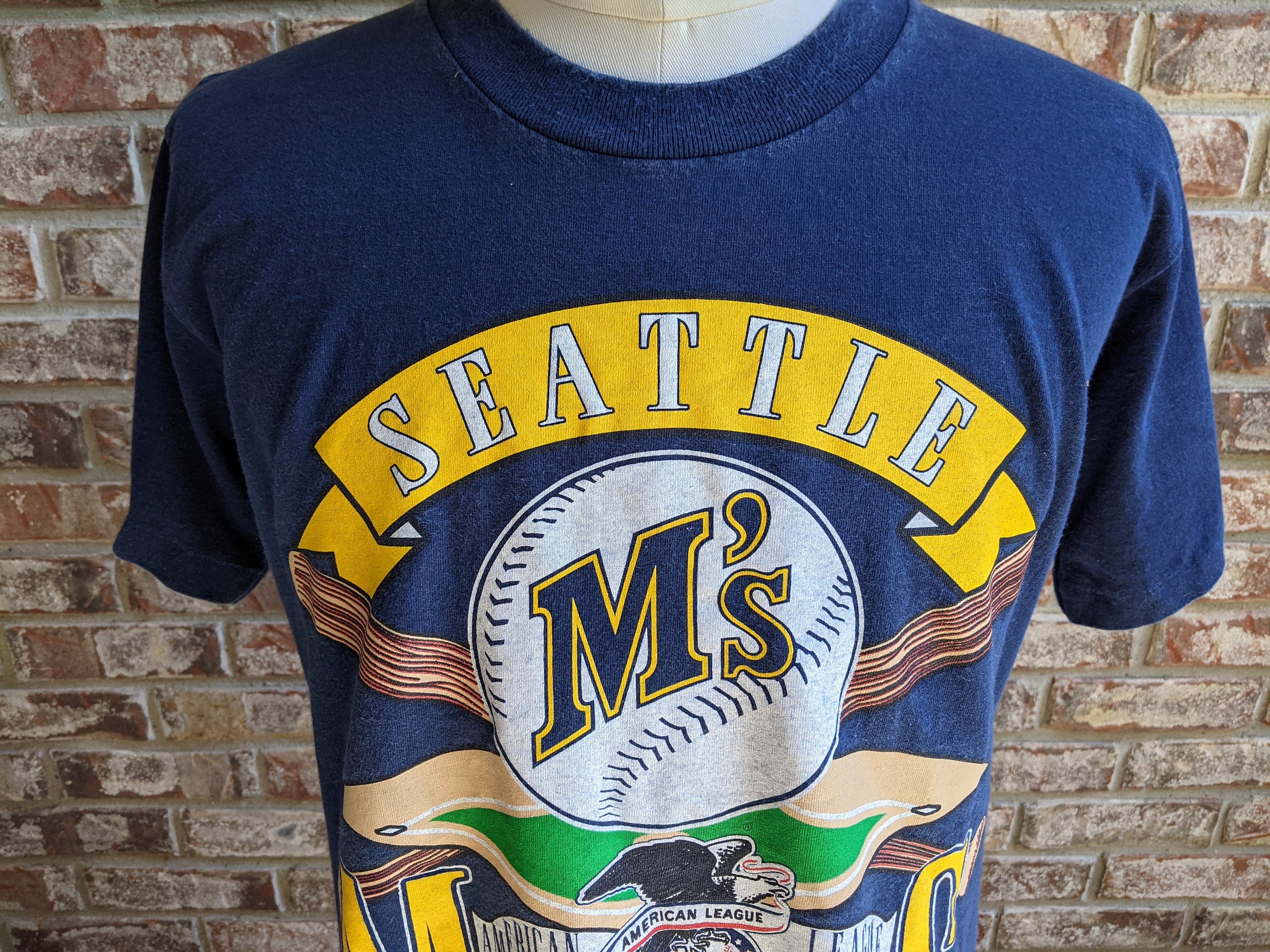 90s vintage Seattle Mariners T shirt / big logo / Large / old Etsy