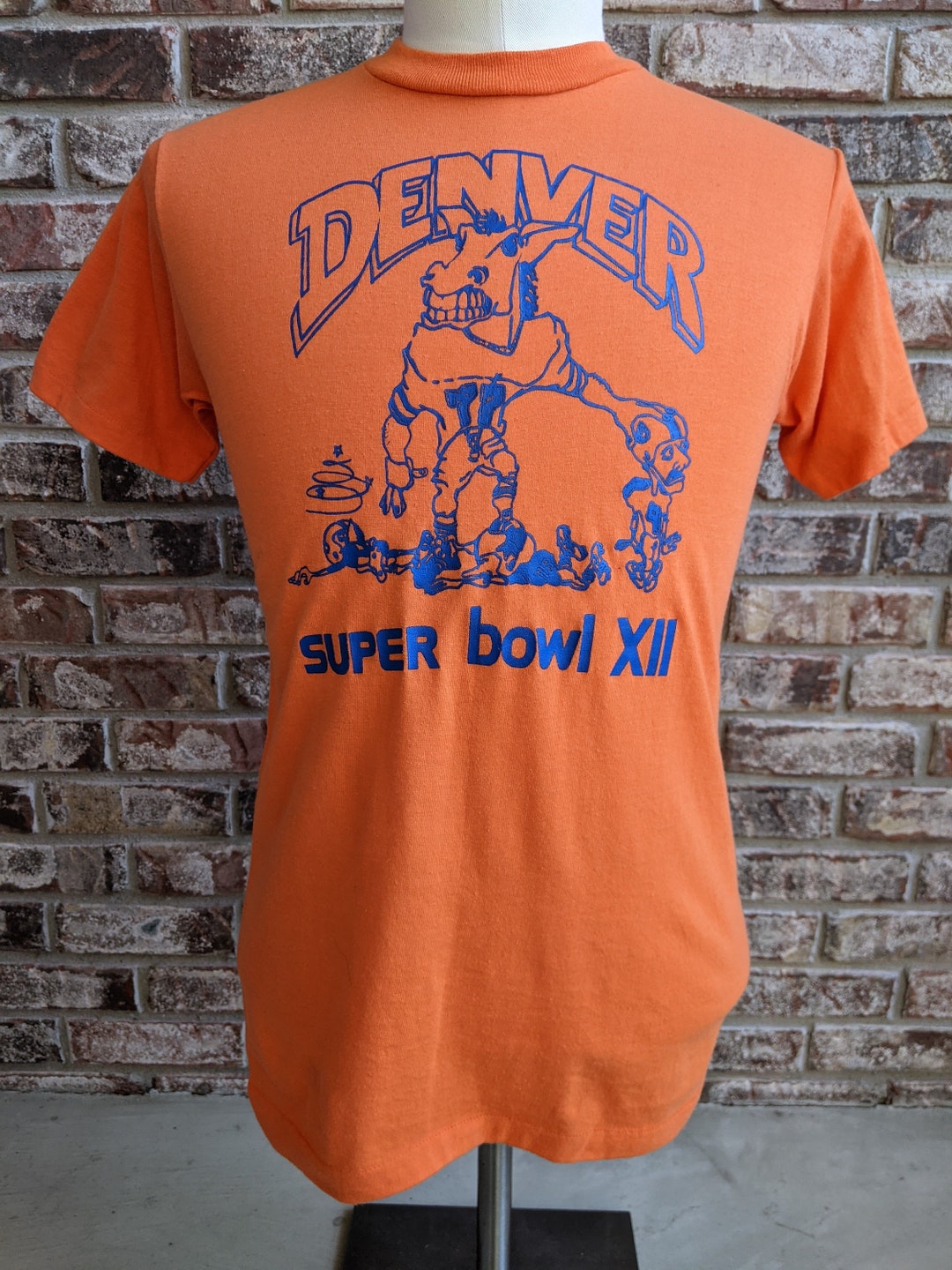 Rare 70s Vintage Denver Broncos Super Bowl XII Cartoon T Shirt Small 1977 1978 Orange Crush Etsy