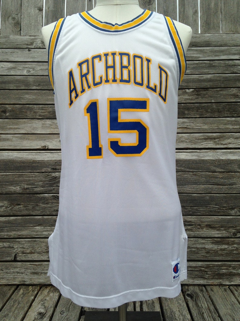90s vintage Champion basketball jersey / Archbold Blue Streaks Etsy