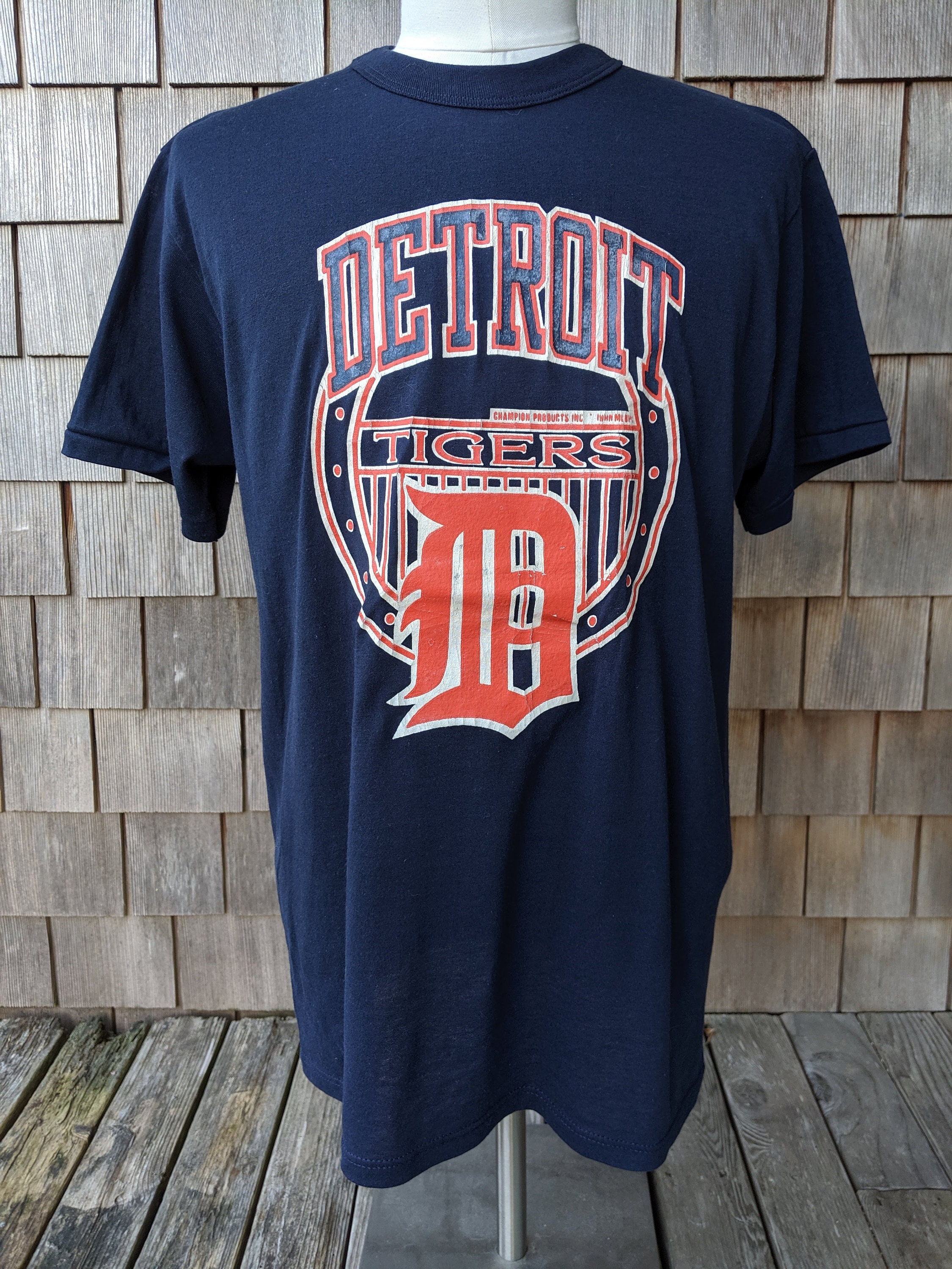 80s Vintage Detroit Tigers T Shirt / Champion / Slim Large 