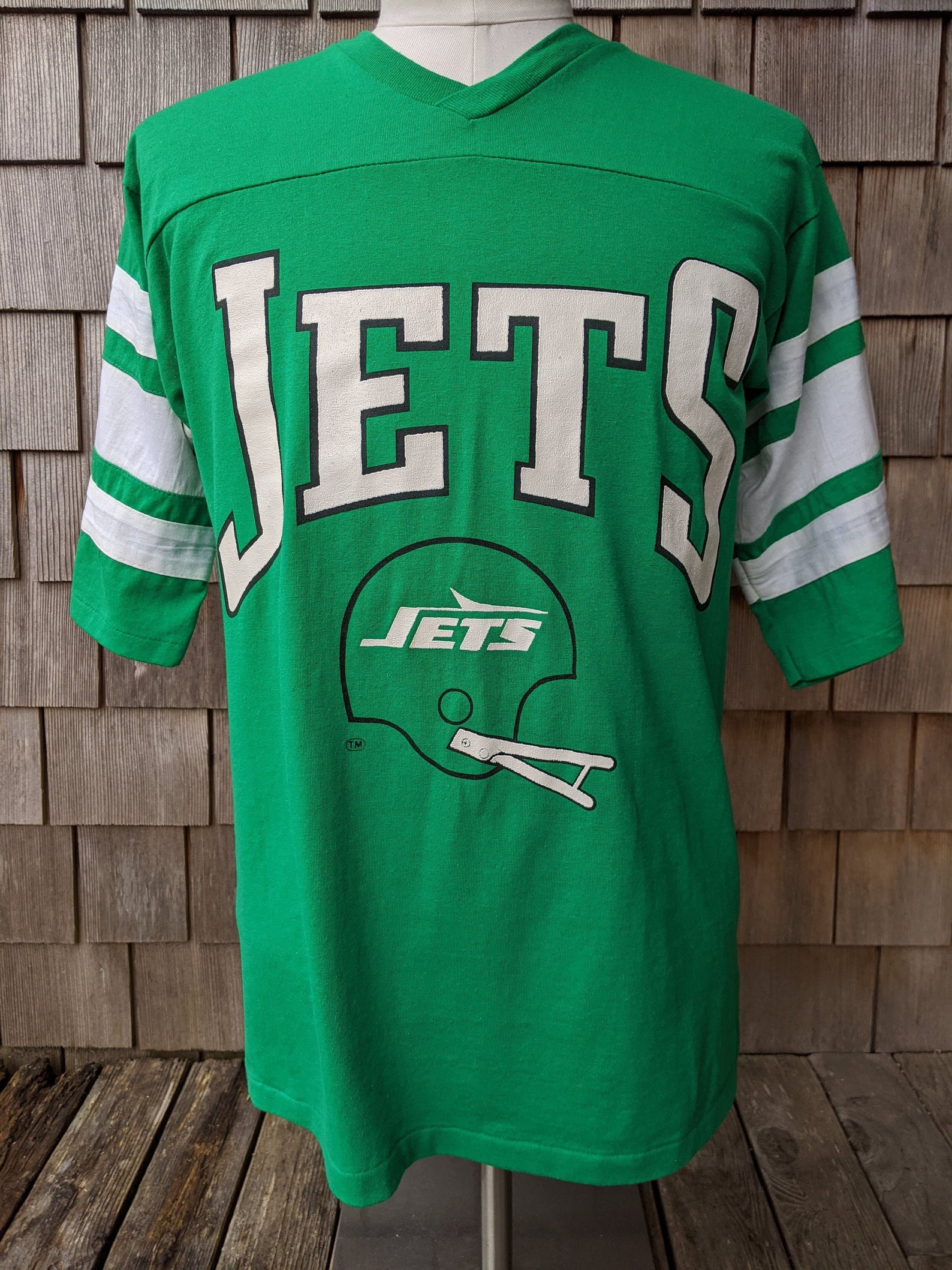 80s vintage New York Jets jersey T shirt / half sleeve / Logo Etsy