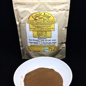 Fulvic Acid-Organic Fertilizer / Soil Bio Sitmulant / Reduce Plant Stress Fulvic- 8oz