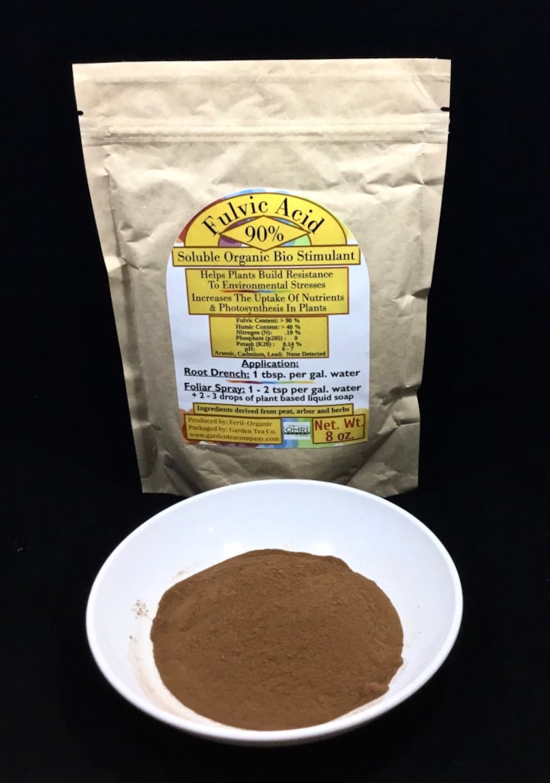 Fulvic Acid-Organic Fertilizer / Soil Bio Sitmulant / Reduce Plant Stress Fulvic- 8oz