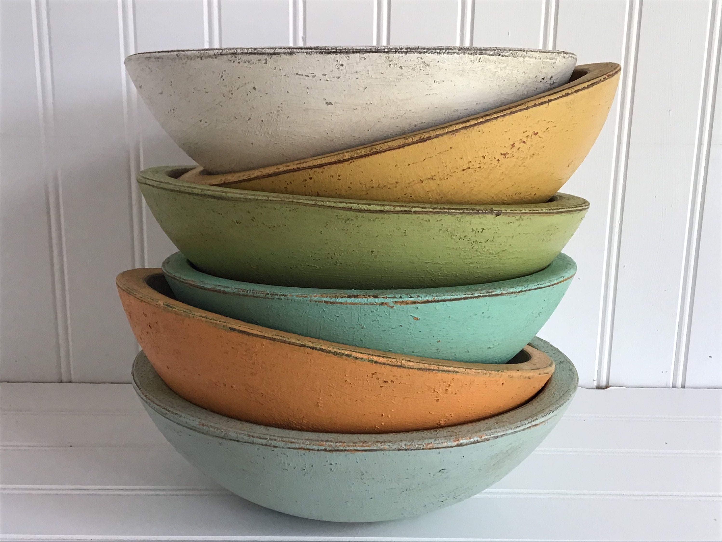 PAINTED WOODEN BOWLS/ 12 inch bowl / Farmhouse Decor/ Wood Etsy