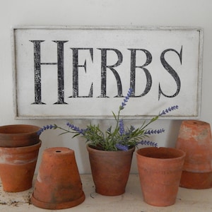 HERBS SIGN / garden signs, vintage style signs, hand made signs, handpainted signs, distressed signs,  wooden signs