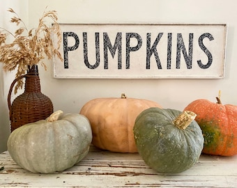 PUMPKINS sign/ Fall signs/ Fall Décor/ farmhouse fall signs, vintage style signs, hand made signs, hand painted signs, wooden signs,