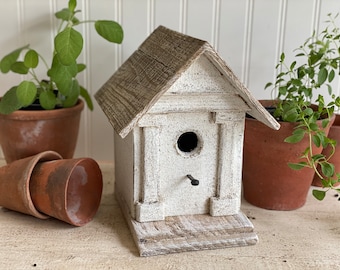 Handcrafted Birdhouse / vintage style garden /painted birdhouse, / farmhouse birdhouse garden birdhouse/ unique birdhouse/folk art birdhouse