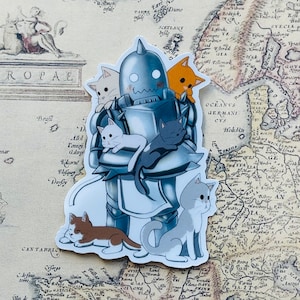 Fullmetal Alchemist Alphonse With Kittens Waterproof Vinyl Sticker