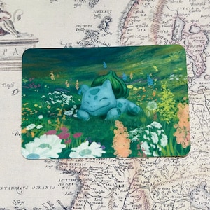 Cute Bulbasaur with Flowers Waterproof Vinyl Sticker Gift