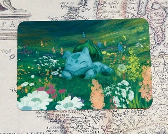 Cute Bulbasaur with Flowers Waterproof Vinyl Sticker Gift