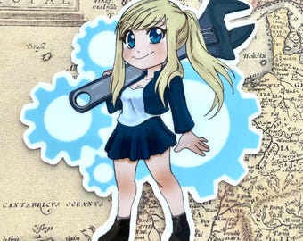 Fullmetal Alchemist Winry Rockbell wasserfester gestanzter 3-Zoll-Aufkleber