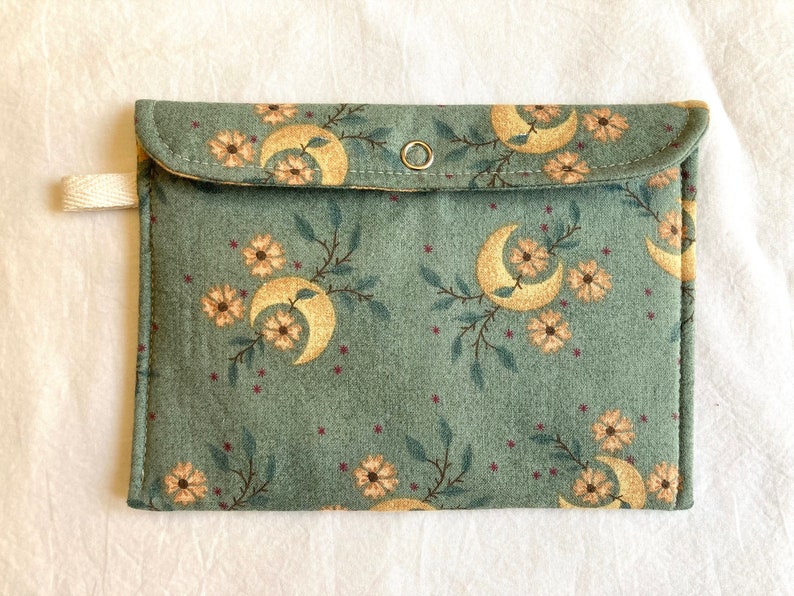 Sage Moon Padded Pouch, Small Snap Bag for Makeup, Traveling, Phones, Cute Celestial Organizer image 8