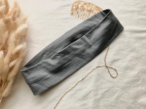 100% Merino Wool Headband in Grey, Soft and Natural Fiber Warm Hair Accessory