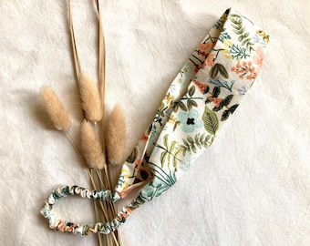 Floral Herb Garden Headband with Elastic Scrunchie, Rifle Paper Co. Cotton