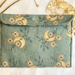Sage Moon Padded Pouch, Small Snap Bag for Makeup, Traveling, Phones, Cute Celestial Organizer image 1
