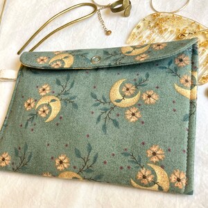 Sage Moon Padded Pouch, Small Snap Bag for Makeup, Traveling, Phones, Cute Celestial Organizer image 2