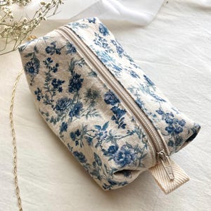 Mini trousse de maquillage English Garden avec fermeture à glissière en toile, jolie boîte à fleurs