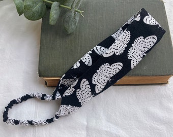 Moth Headband in Black and White, Minimal Witchy Hair Accessory