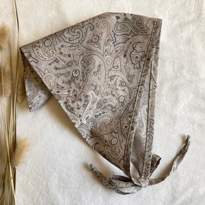 Paisley Hair Kerchief in Earth Tones, Pretty Triangle Bandana in Taupe