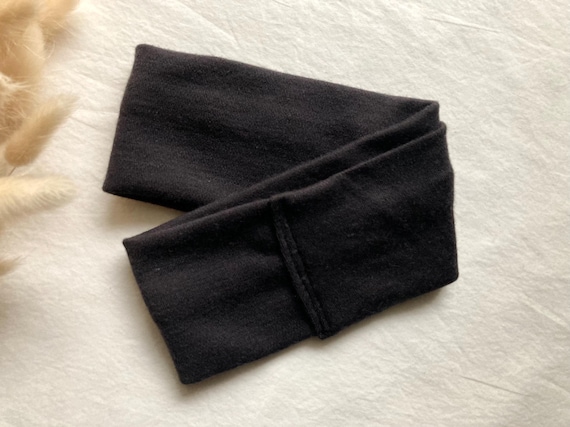 100% Merino Wool Headband in Black, Soft and Natural Fiber Warm Hair Accessory