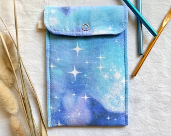 Celestial Crochet Hook Holder, Gift for Circular Needle Knitter, Cute Starry Tool Case