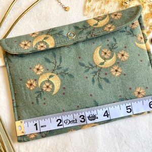 Sage Moon Padded Pouch, Small Snap Bag for Makeup, Traveling, Phones, Cute Celestial Organizer image 3