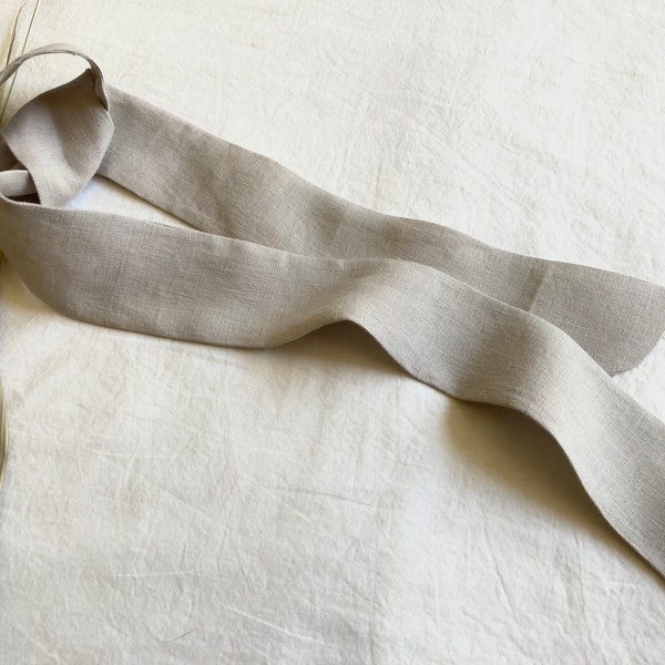 Natural Linen Hair Ribbon in Tan Beige, Beautifully Soft Tie Up Headband in Warm Neutral